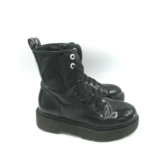 Forever 21 Black Faux Leather Boots Women's Size 7 1/2 - Picture 1 of 8